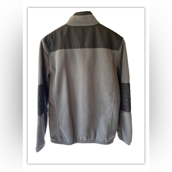 Calvin Klein Men's Black Full Zip Fleece Jacket Small S Gray Black Patch Pockets - Picture 2 of 4